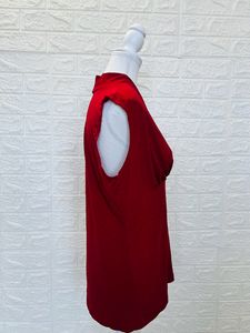 Red knit stretch Tie Sleeves Top Shirt