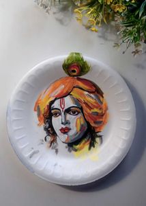 Krishna 🍽 Plate Painting Draw Handmade Work