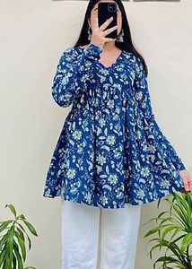 Jaipuri Brand New Indigo Print Kurti, Bust- 36/34