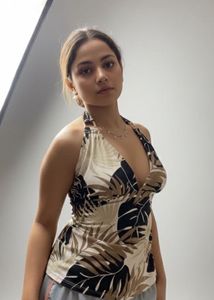 Leaf Print Halter Top Offer