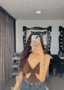 Brown Cutout Bodysuit