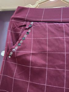 Maroon Checkered Pants