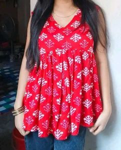 Red Printed Top