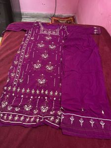 Purple Embroidered Kurta Set