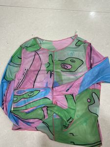 Sheer Graphic Print Top