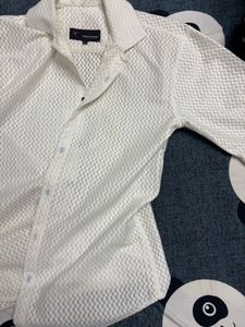 Textured White Casual Shirt