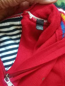 Red Quarter-Zip Knit Sweater