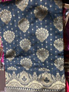 Grey Banarasi Type Art Silk Saree