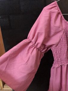 Cute Baby Pink Dress With Adjustable Neckline🌸💞