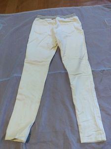 Cream Button Accent Pants
