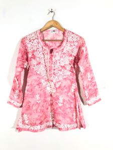 Pink Emboridered A-Line Top (Women’s)