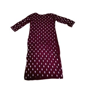 Neck Design Embroidery With Printed Kurti
