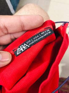 Zara Red Strappy Crop Top - Size L
