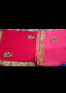 Combo of Two Saree Peach Embroidered Sare