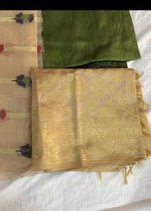 Banarasi Golden Green Suit Set