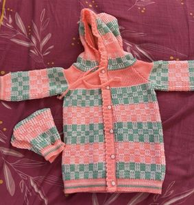 Cute Knitted Baby Cardigan Set