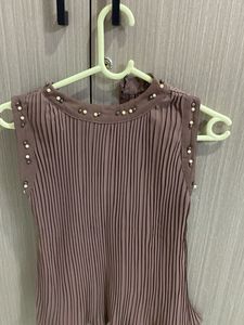 Pleated Pearl Detail Top