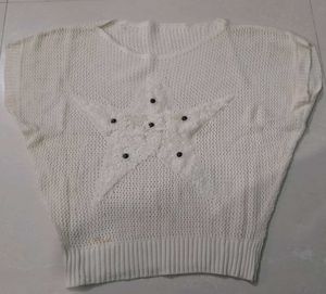 Seethrough White Star Knit Top