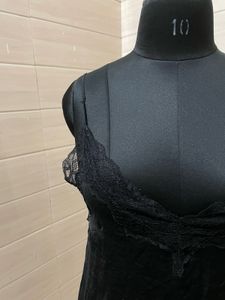 H&amp;M Black Lace Trim Slip Dress