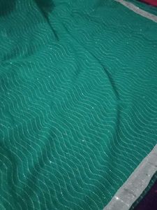 Emerald Green Sequin Scarf.Saree