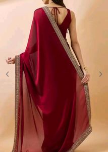 Maroon Saree with Gold Embellishments