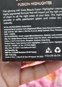 Swiss Beauty Fusion Highlighter, Shade 02