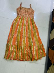 Peach Embroidered Anarkali Suit