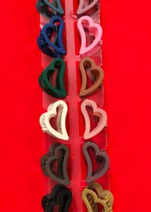 Heart Hair Clips set of 12 pcs different colours
