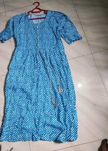 Blue Striped Midi Dress