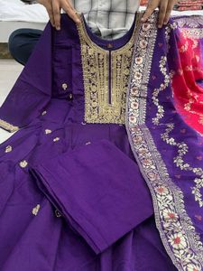 Elegant Purple Anarkali Kurta Set