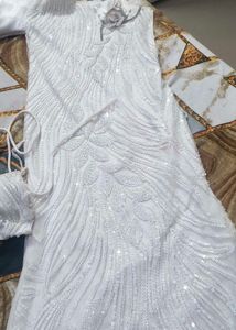 Girls' White Dress with Bow