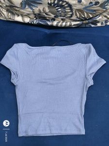 Light Blue And Green Ribbed Crop Top Combo