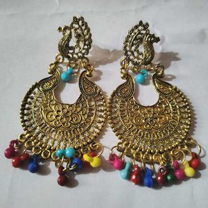 Gold Tone Peacock Earrings
