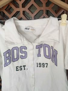 White Boston Crop Top