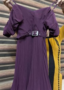 Elegant Purple Pleated Dress