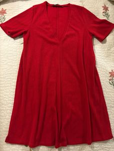 Red V-Neck Dress