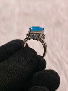 Blue Stone Ring 925 Silver Sterling
