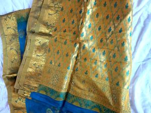 Saree Blue &amp; Gold
