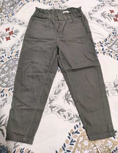 Olive Green Paperbag Jeans