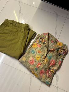 Floral Top & Olive Green Pants
