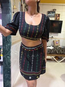 Ethnic Crop Top &amp; Skirt Set