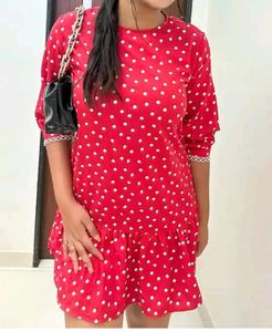 Style Quotient Red and White polka dot Dress