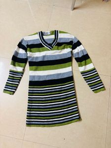 Striped V-Neck Mini Dress