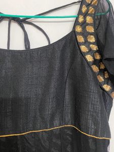 Black Panel Cut Anarkali Set