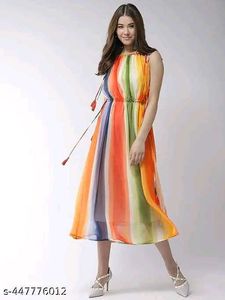 Rainbow   Causual  Long Dress