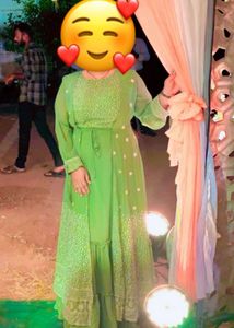 Olive Green Embroidered Dress with Jacket