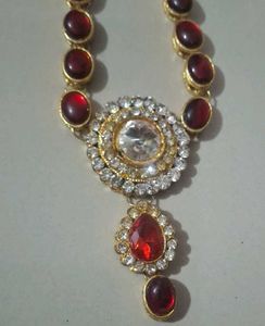 Red Long Necklace With Earing