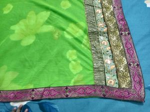 Parrot Green Lycra Saree