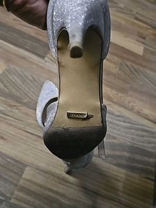 Silver Glitter Ankle Strap Heels