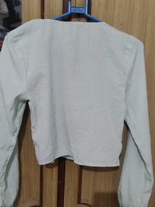 Ruffled Light Green Crop Top